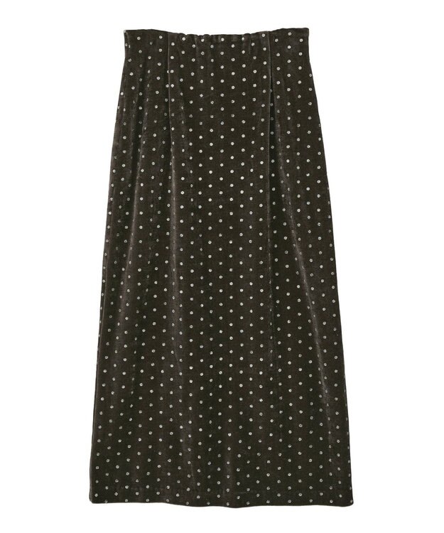 YECCA VECCA グリッタードットベロアナロースカート Brown