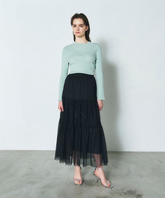 GRACE CONTINENTAL チュールティアードスカート ブラック