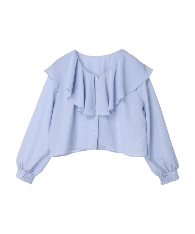 earth music&ecology ラッフルショートブラウス Sax