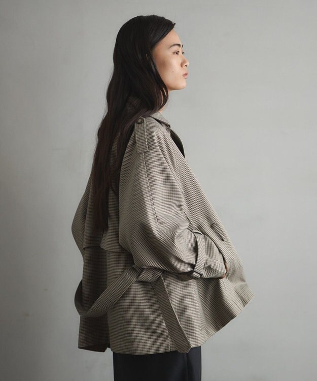 CRAFT STANDARD BOUTIQUE オーバサイズショートトレンチコート ガンクラブチェック