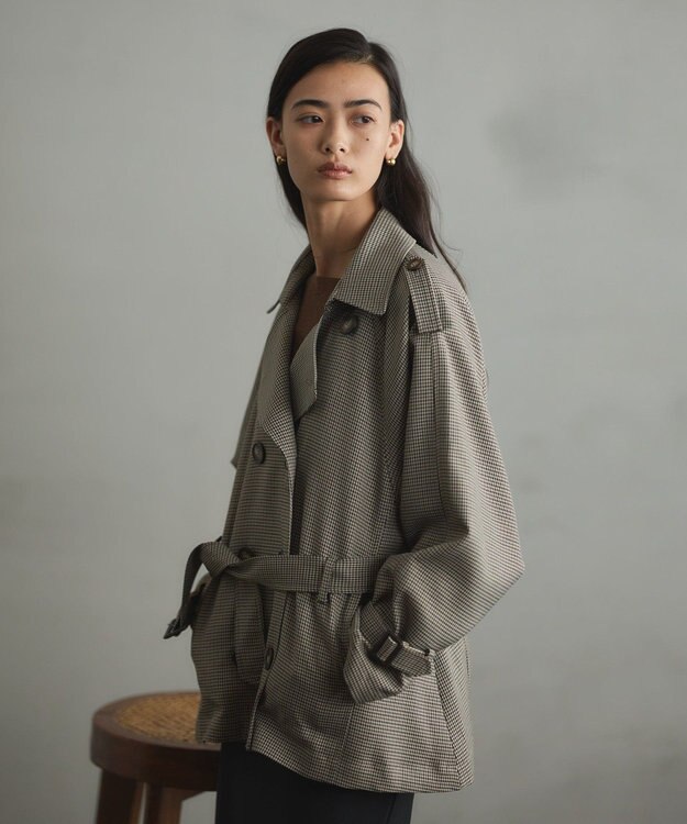 CRAFT STANDARD BOUTIQUE オーバサイズショートトレンチコート ガンクラブチェック