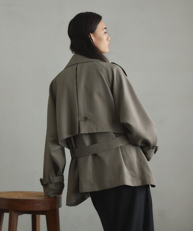 CRAFT STANDARD BOUTIQUE オーバサイズショートトレンチコート ガンクラブチェック