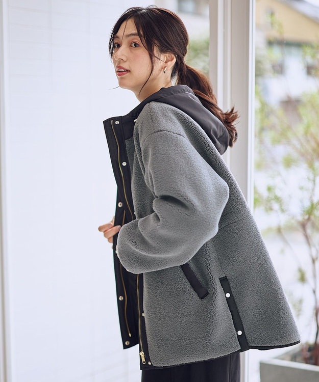 ANY 【LEE掲載】ボアコート チャコール×ブラック