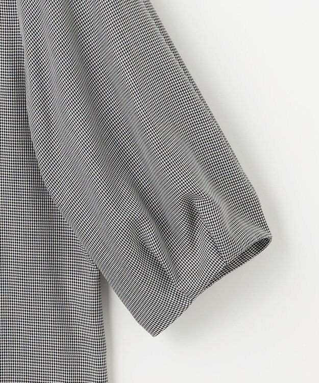 J.PRESS LADIES S 【洗える】ウォッシャブルキュプラツイル ボートネック ブラウス ブラックチェック系