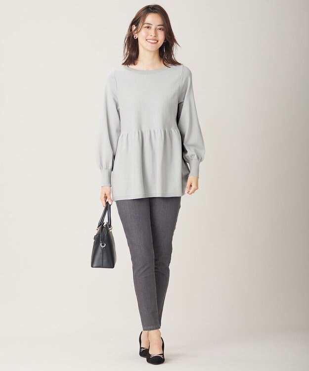 ANY SIS 【洗える/裏起毛】スフレ デニム グレーデニム