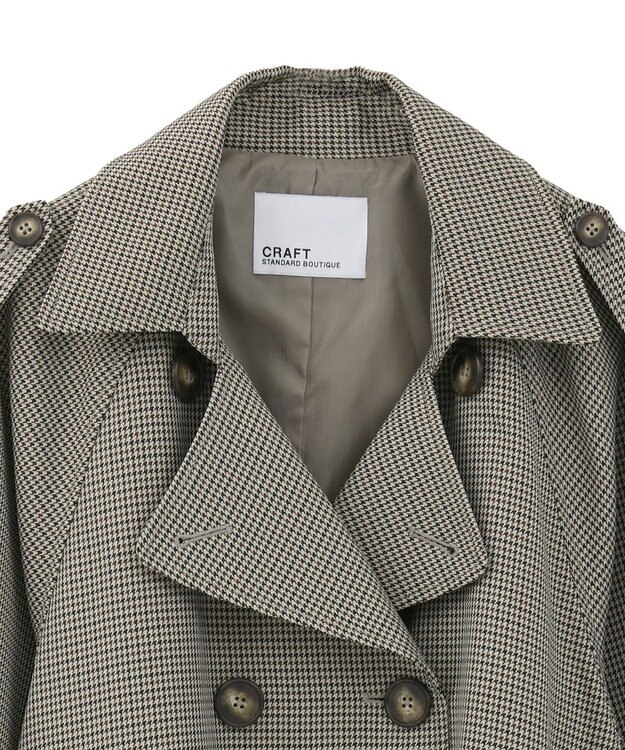 CRAFT STANDARD BOUTIQUE オーバサイズショートトレンチコート ガンクラブチェック