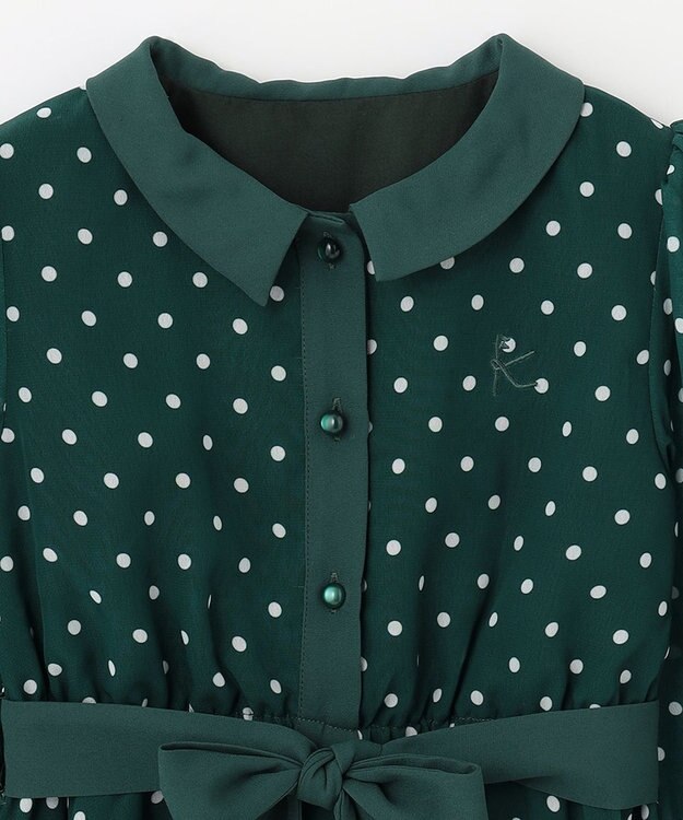 組曲 KIDS 【110-140cm】パリジェンヌドット ワンピース グリーン系5