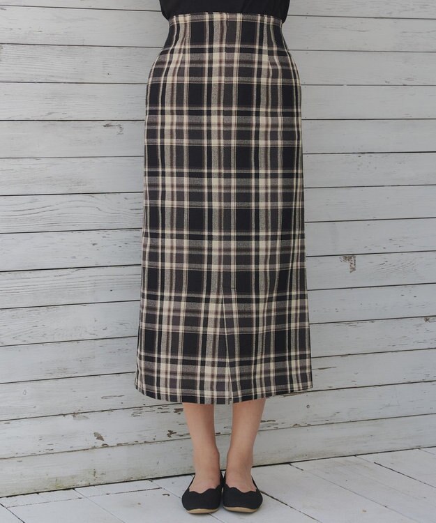 Tiaclasse 【洗える】カラミチェックスカート ブラック