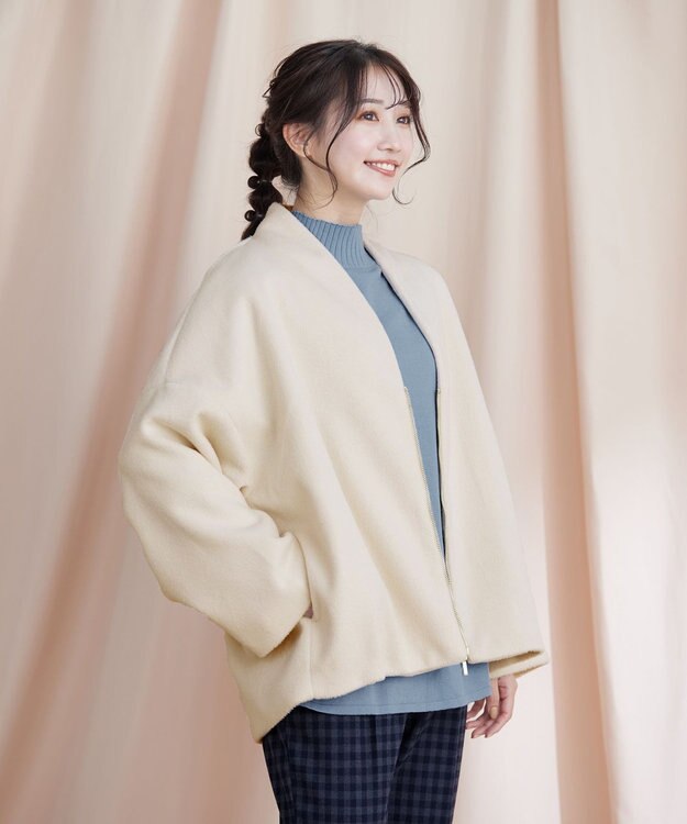 Tiaclasse モッサ風ダブルフェイスコート アイボリー