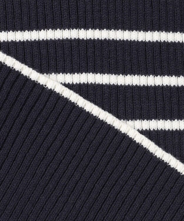 組曲 【WEB限定】ハイネック ゆるボーダーニット ネイビー×オフ系1