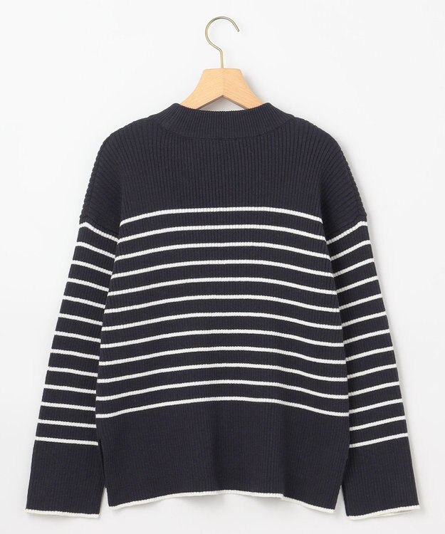 組曲 L 【WEB限定】ハイネック ゆるボーダーニット ネイビー×オフ系1