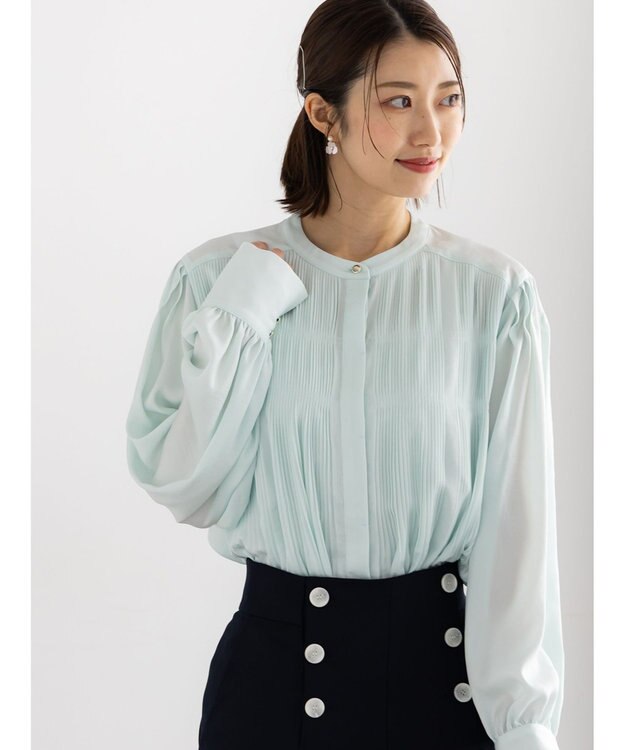 Te chichi プリーツサテンブラウス ミント