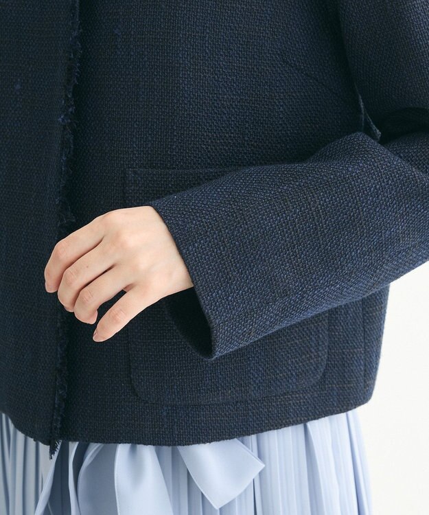 Green Parks ef-de ツイードノーカラージャケット Navy