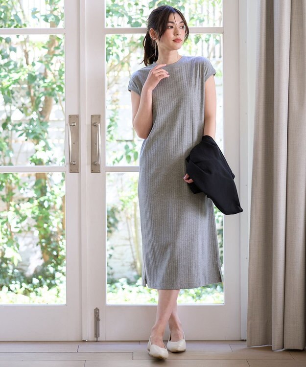 ANY 汗ジミ防止テレコワンピース トップグレー