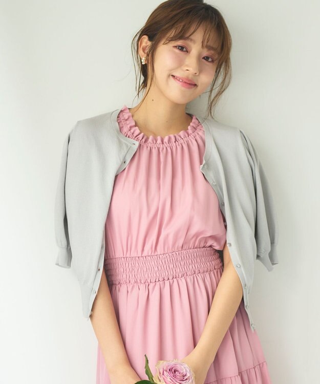 Feroux 【接触冷感・UVカット】ハーフスリーブ カーディガン スカイブルー系