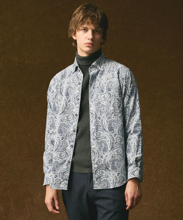 JOSEPH ABBOUD 【LIBERTY・綿100％】リバティペイズリープリントコーデュロイ シャツ ネイビー系6
