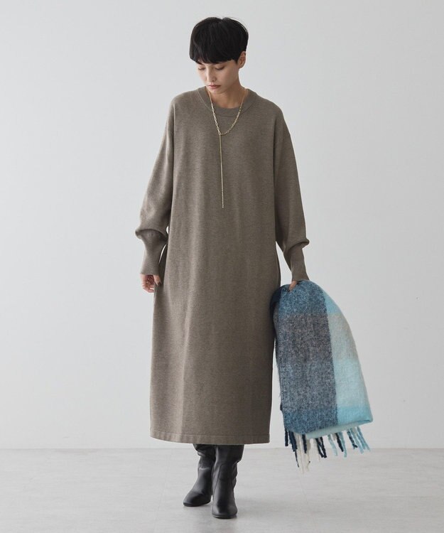 AMERICAN HOLIC クルーネックニットワンピース Mocha