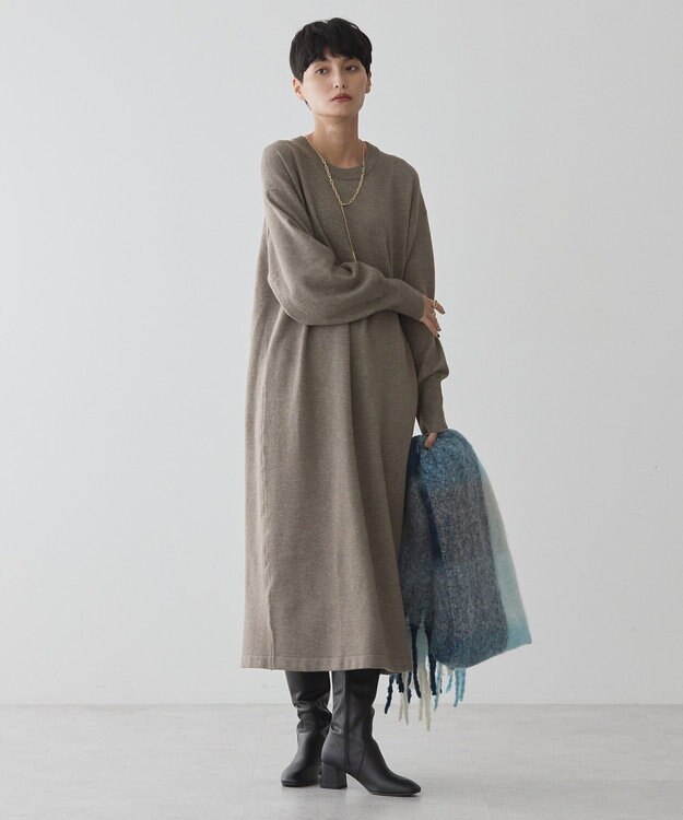 AMERICAN HOLIC クルーネックニットワンピース Mocha