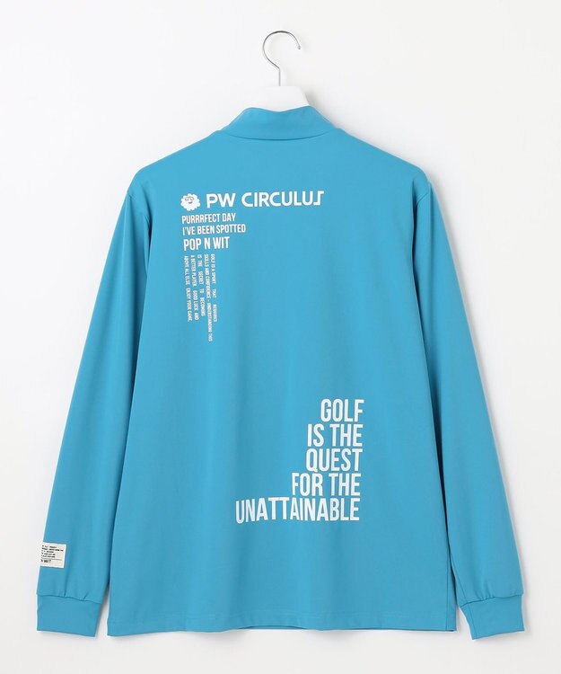 PW CIRCULUS 【吸水速乾 / UV遮蔽率99.5% UVカット / ストレッチ】【MEN】ハーフジップロングスリーブモックT ゴルフ スカイブルー系