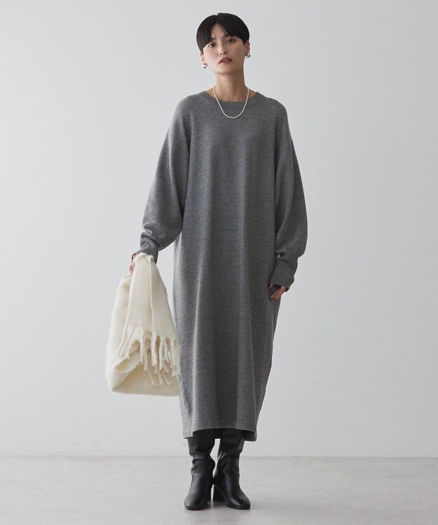 AMERICAN HOLIC クルーネックニットワンピース Gray Mixture
