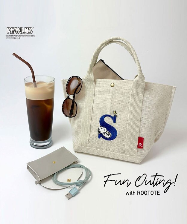 ROOTOTE 8597【スヌーピー】IP.デリ.ジュート.ピーナッツ-9D 02：S-アイボリー
