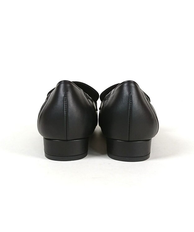 Dominic3 晴雨兼用 サイドギャザー ソフトレザーローファー ブラック