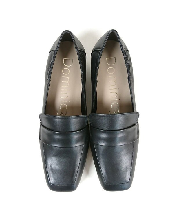 Dominic3 晴雨兼用 サイドギャザー ソフトレザーローファー ブラック