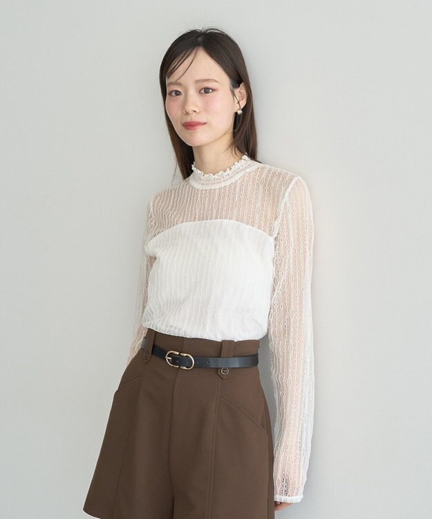 earth music&ecology レースドッキングプルオーバー Off White