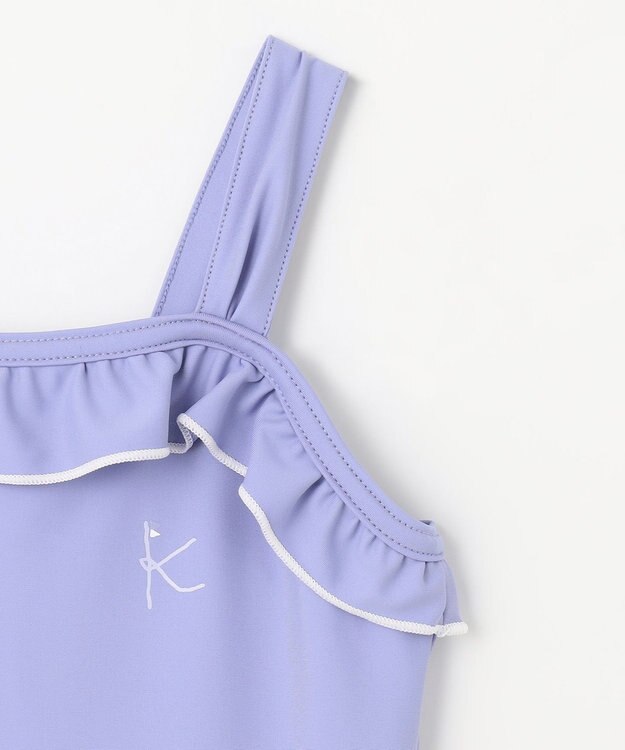 組曲 KIDS 【XS-Lサイズ】ストライプ スイムウェア(ワンピース) ラベンダー系1