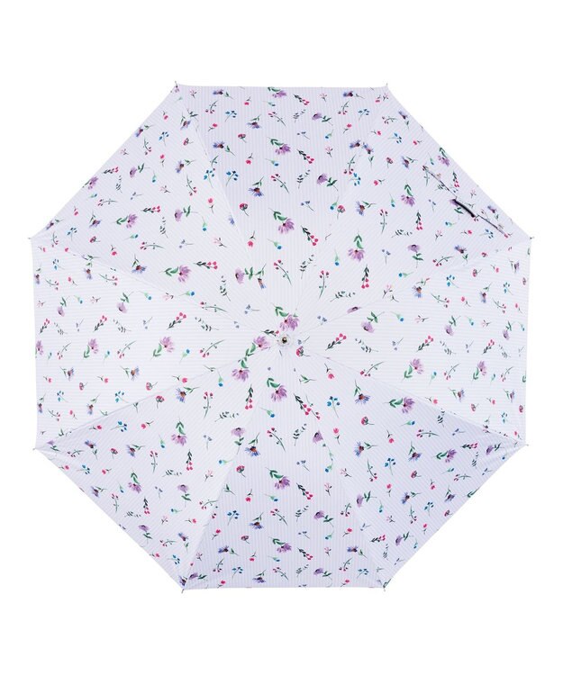 MOONBAT estaa 晴雨兼用 長傘 超軽量 ストライプフラワー 日傘 遮光 遮熱 UV ペールピンク