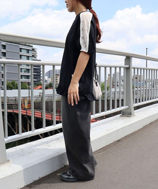 CRAFT STANDARD BOUTIQUE 接触冷感/UVカット/レースライン入りチュニック Navy