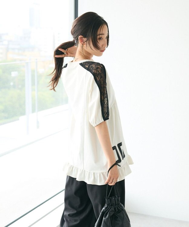 CRAFT STANDARD BOUTIQUE 接触冷感/UVカット/レースライン入りチュニック Off White