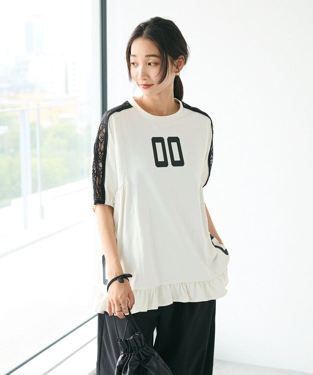 CRAFT STANDARD BOUTIQUE 接触冷感/UVカット/レースライン入りチュニック Off White