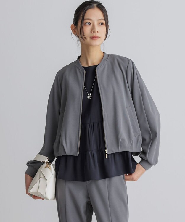 組曲 【WEB限定】ジョーゼットジャージー ブルゾン グレー系