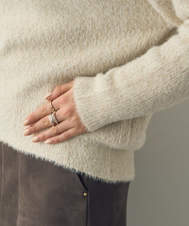 YECCA VECCA 2wayラメフェザーニット Ivory