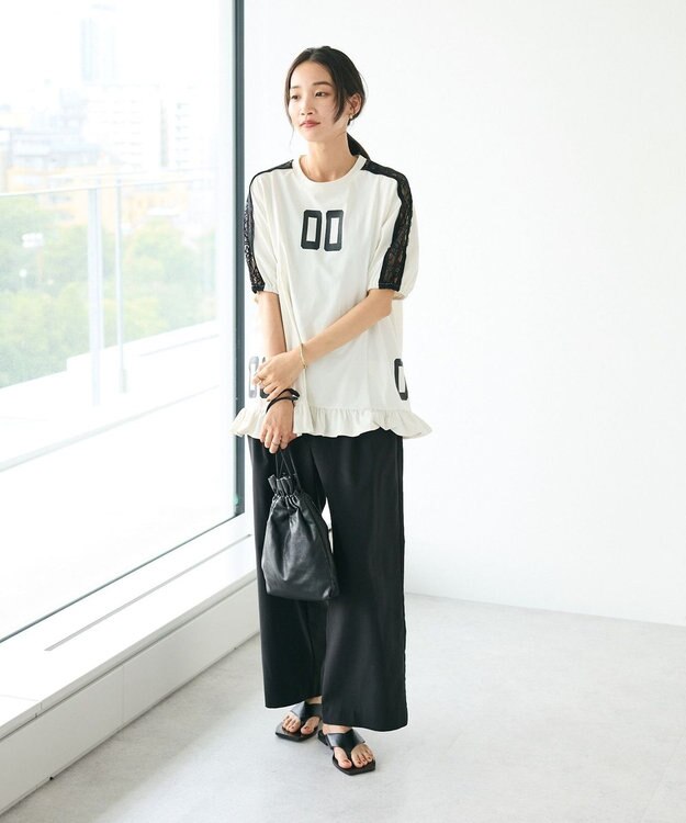 CRAFT STANDARD BOUTIQUE 接触冷感/UVカット/レースライン入りチュニック Off White