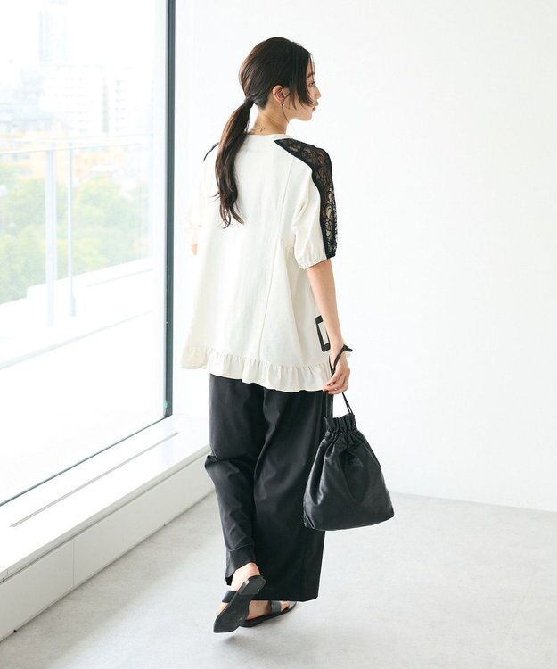 CRAFT STANDARD BOUTIQUE 接触冷感/UVカット/レースライン入りチュニック Off White