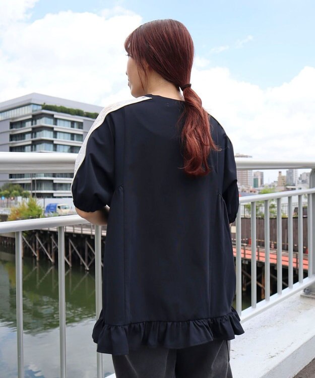 CRAFT STANDARD BOUTIQUE 接触冷感/UVカット/レースライン入りチュニック Navy