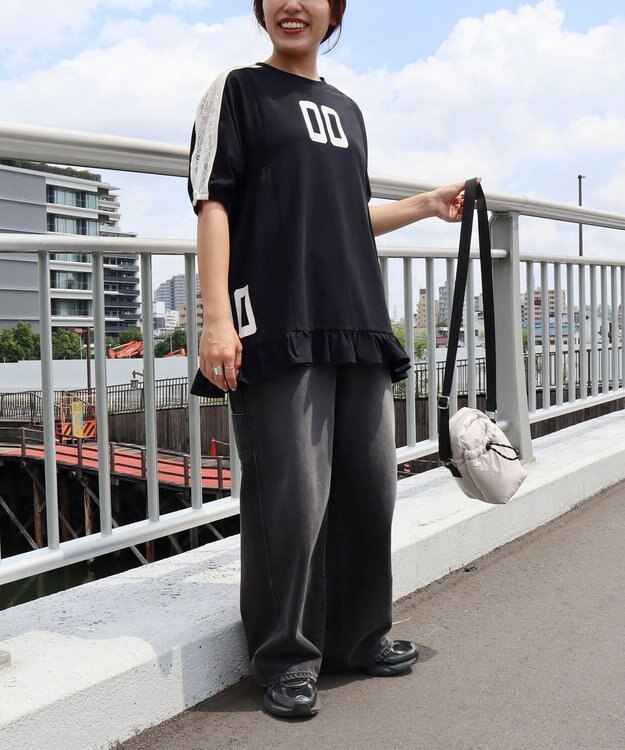 CRAFT STANDARD BOUTIQUE 接触冷感/UVカット/レースライン入りチュニック Navy