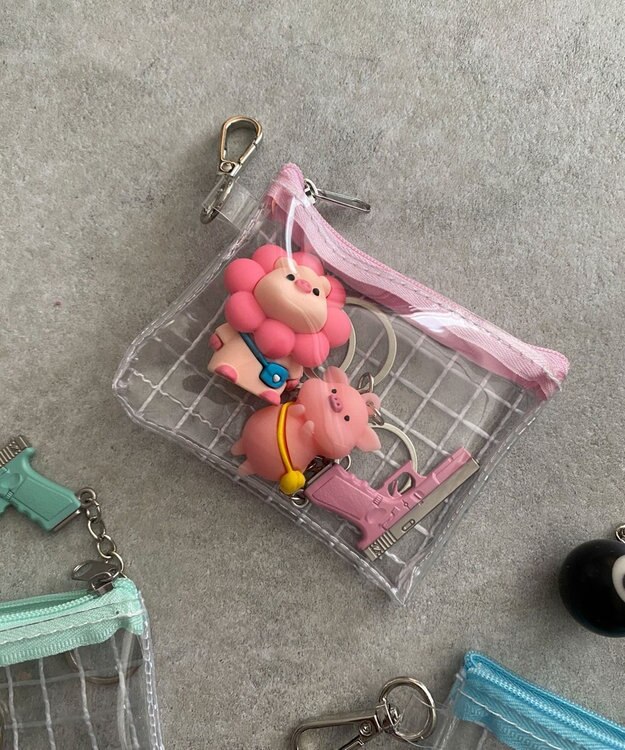 WEGO カラーテープクリアポーチ ライトピンク