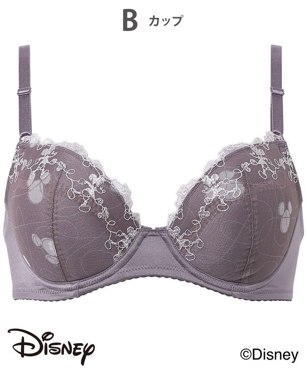 Wing ブラジャー 【ディズニー】 自然なまるみシルエット ソフトなつけごこち 【ナチュラルアップブラ】 ミッキーマウス KB2063 ウイング／ワコール グレー