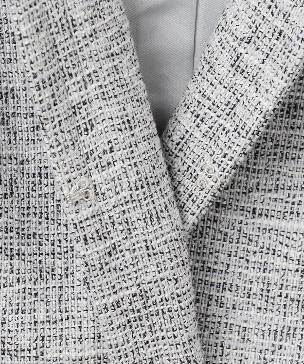 ANY SIS ミニライトボーダー ノーカラージャケット グレーシャンブレー