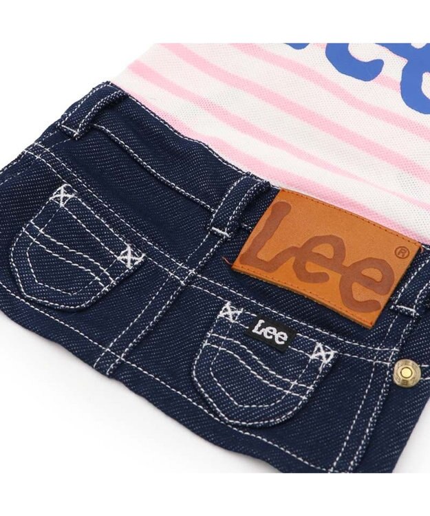 PET PARADISE Lee 鹿の子 ボーダー スカートつなぎ 小型犬 ネイビー×ピンク