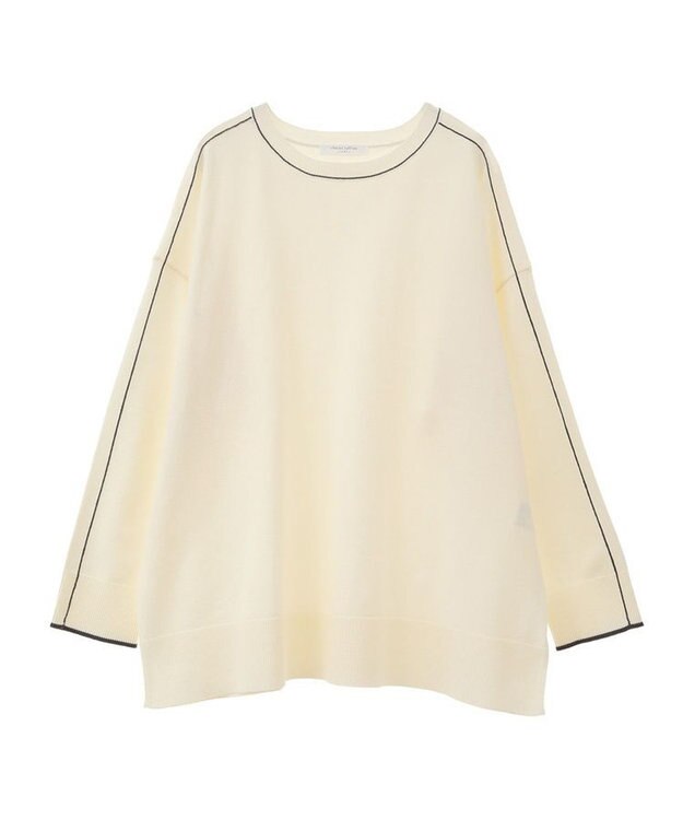 Green Parks アンチピリングライン入りニットプルオーバー Ivory