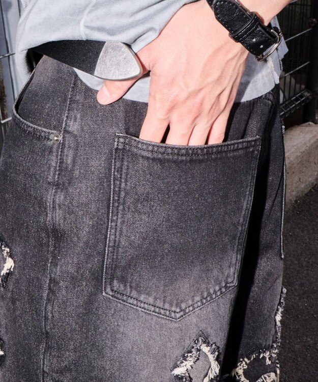 WEGO スーパーバギーフリンジデニムショーツ 柄4