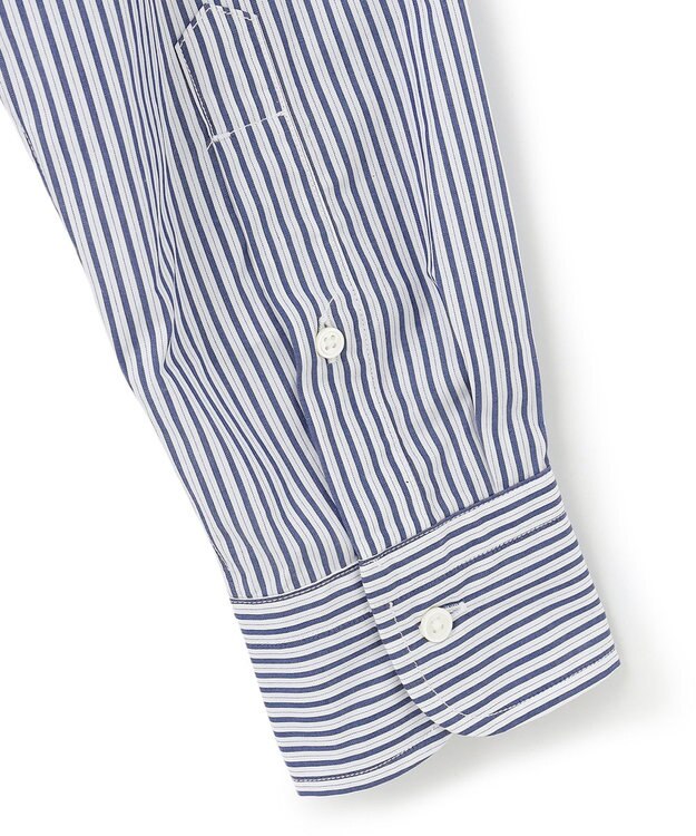 J.PRESS MEN ポプリンマルチストライプ バンドカラーシャツ ネイビー系1