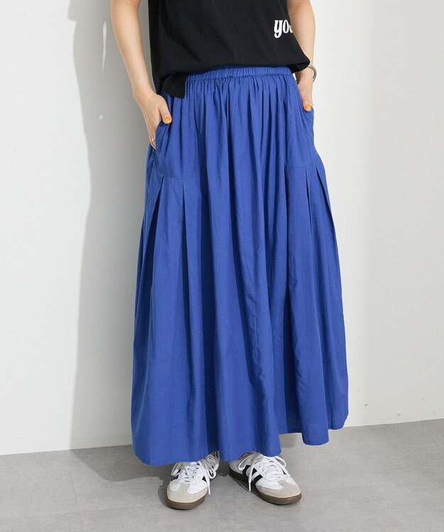 CRAFT STANDARD BOUTIQUE インド綿サイドタック切り替えスカート Blue