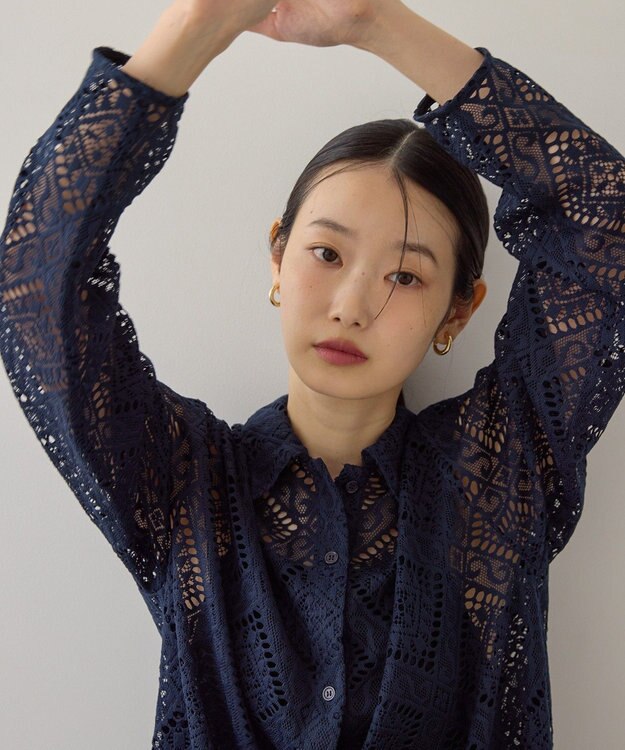 AMERICAN HOLIC レース長袖シャツ Navy