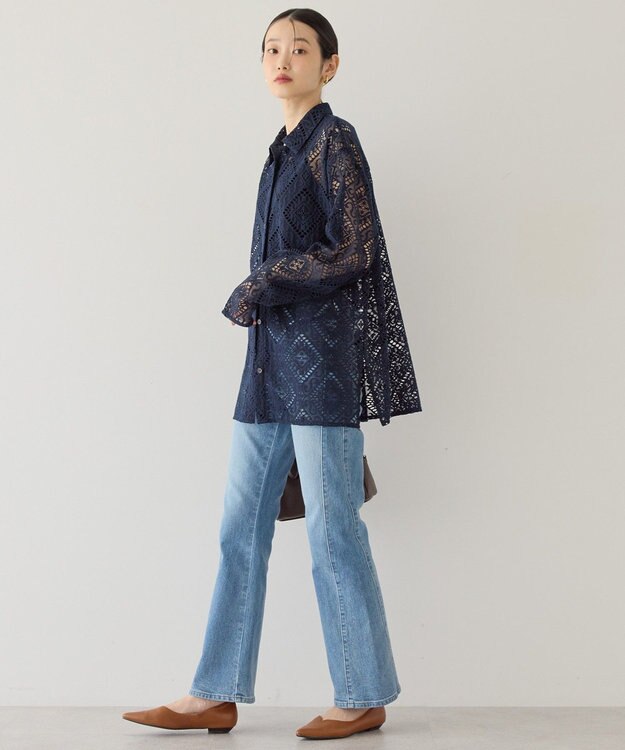 AMERICAN HOLIC レース長袖シャツ Navy