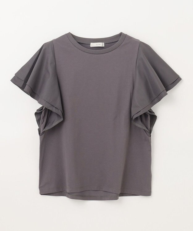 ANY L 【シワになりにくい】ダブルフレアスリーブカットソー ブラウン